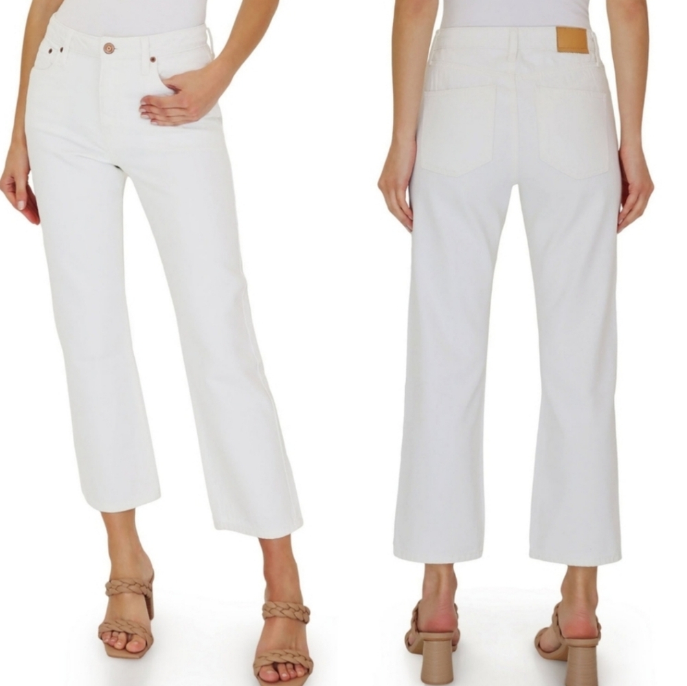 Avec Les Filles White High Rise Straight Leg Denim Jeans Size 28